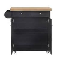 Carcassonne Black Kitchen Island Trolley With Wheels 19LD651