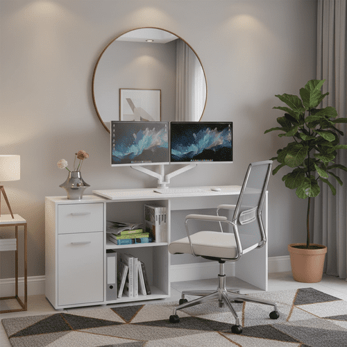 Carla Corner Flexi Desk White With Drawers 360-001WHT