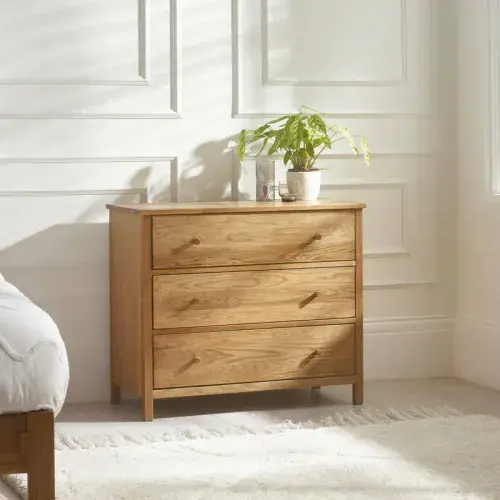 Carmona Solid Oak Oiled Finish 3 Drawer Chest 24JB333