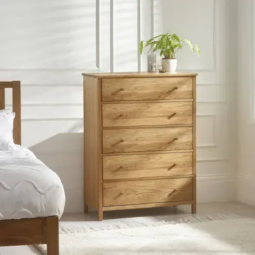 Carmona Solid Oak Oiled Finish 5 Drawer Wide Chest 24JB334