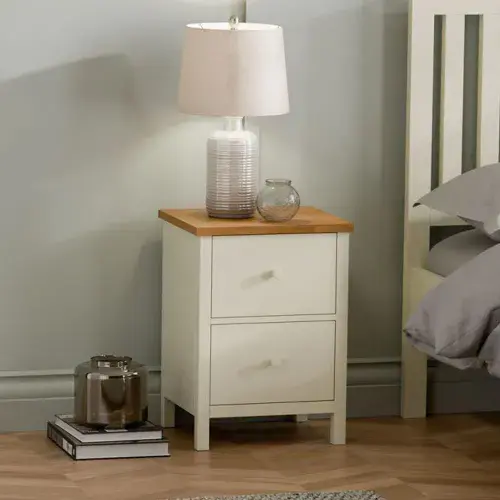 Carmona Solid Oak Oiled Finish & White 2 Drawer Bedside 24JB340