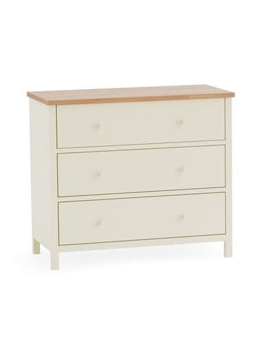 Carmona Solid Oak Oiled Finish & White 3 Drawer Chest 24JB341