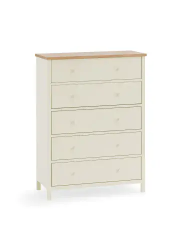 Carmona Solid Oak Oiled Finish & White 5 Drawer Wide Chest 24JB342