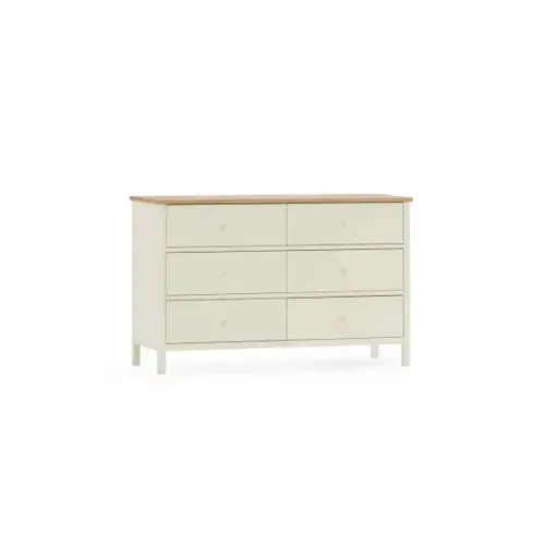 Carmona Solid Oak Oiled Finish & White 6 Drawer Chest 24JB343