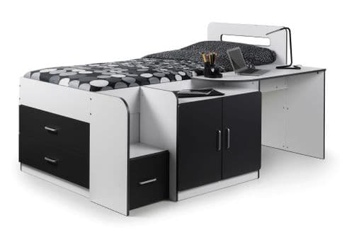 Castellón Matt White And Grey Storage Cabin Bed JB161
