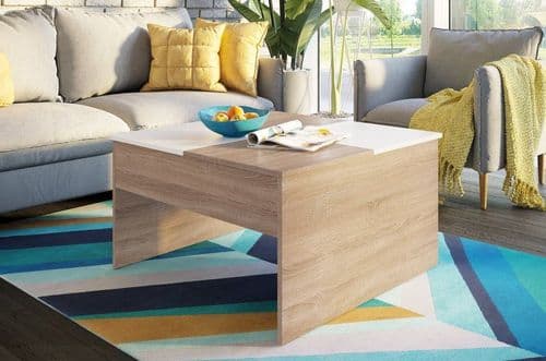 Castell Oak And Matt White Lift Up Storage Coffee Table CASZ11