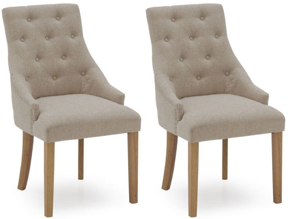 Castellana Stylish Beige Linen Dining Chair Pair 218VD490