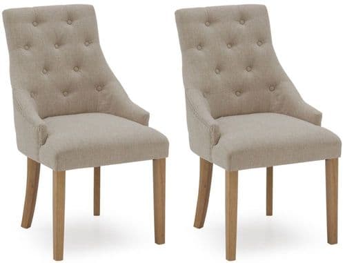Castellana Stylish Beige Linen Dining Chair (Pair) 218VD490