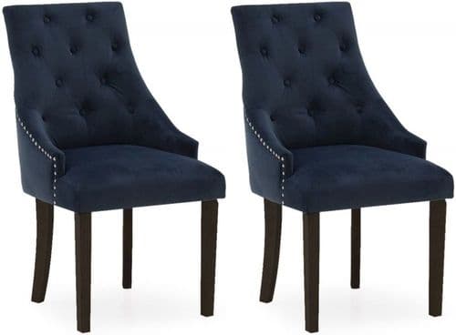 Castellana Stylish Midnight Blue Velvet And Wenge Dining Chair (Pair) 218VD497