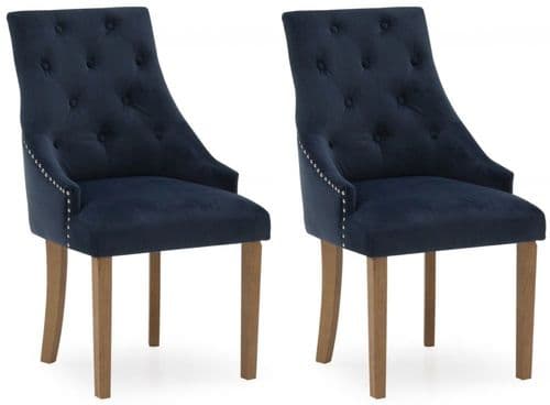 Castellana Stylish Midnight Blue Velvet Dining Chair (Pair) 218VD496