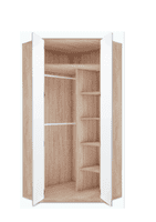 White Gloss and Oak Corner Wardrobe - Online Outlet