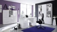Cellini Large White Gloss Computer Desk Office Workstation
