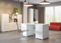 Cellini Large White Gloss Computer Desk Office Workstation

