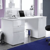 Cellini Large White Gloss Computer Desk Office Workstation
