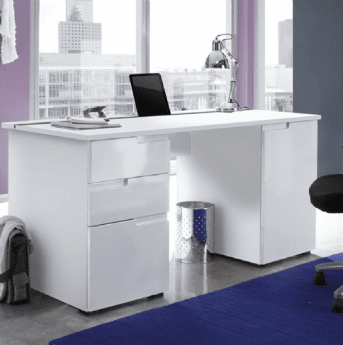 Cellini Large White Gloss Computer Desk Office Workstation