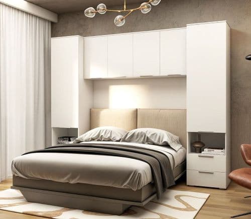 Cellini Matte White Over Bed Storage Unit Wardrobes - 2899