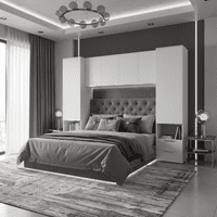 Cellini Matte White Overbed Storage Unit with Wardrobes - 3485