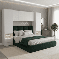 Cellini Matte White Overbed Storage Unit with Wardrobes - 3485