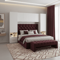 Cellini Matte White Overbed Storage Unit with Wardrobes - 3485