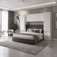 Cellini Matte White Overbed Storage Unit with Wardrobes - 3485