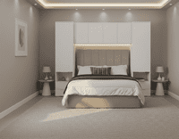 Cellini Matte White Overbed Storage Unit with Wardrobes - 3485