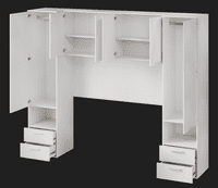 Cellini Matte White Overbed Storage Unit with Wardrobes - 3485