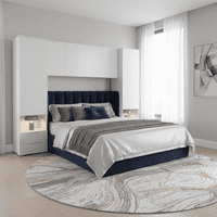 Cellini Matte White Overbed Storage Unit with Wardrobes - 3485