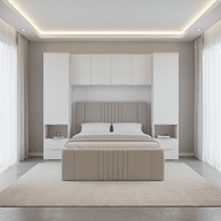 Cellini Matte White Overbed Storage Unit with Wardrobes - 3485