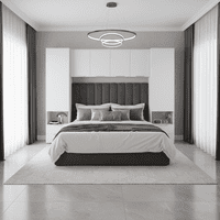 Cellini Matte White Overbed Storage Unit with Wardrobes - 3485
