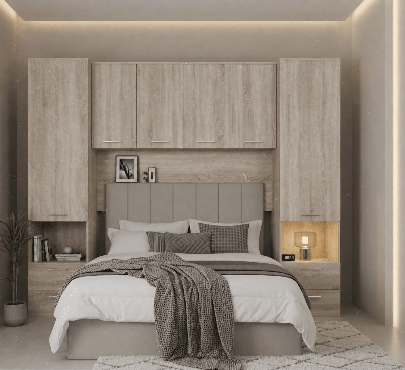 Overbed Store/unit Cellini Oak Overbed Storage Wardrobe - Online Outlet