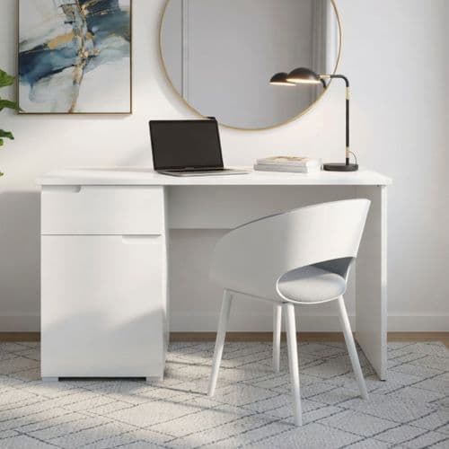 Cellini Small White Gloss Computer Desk Office Workstation S14