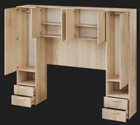 Cellini Sonoma Oak Effect Overbed Unit with Double or Kingsize Bed SET - 3152/MIA