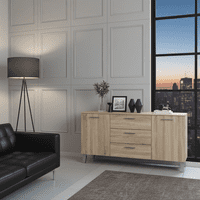 Cellini Sonoma Oak Effect Wide Modern 2 Door 3 Drawer Sideboard Storage Unit P8DS0555