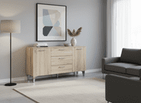Cellini Sonoma Oak Effect Wide Modern 2 Door 3 Drawer Sideboard Storage Unit P8DS0555