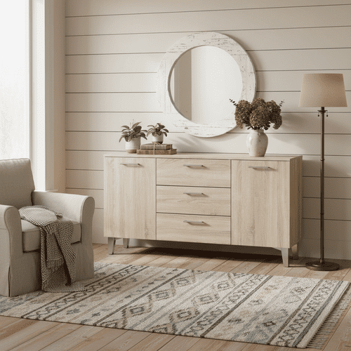 Cellini Sonoma Oak Effect Wide Modern 2 Door 3 Drawer Sideboard Storage Unit P8DS0555