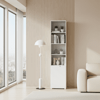 Cellini White High Gloss Bookcase with Gloss Door - Storage shelves S12
