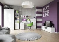 Cellini White High Gloss Bookcase with Gloss Door - Storage shelves S12