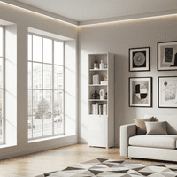 Cellini White High Gloss Bookcase with Gloss Door - Storage shelves S12