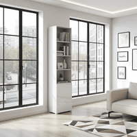 Cellini White High Gloss Bookcase with Gloss Door - Storage shelves S12