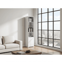 Cellini White High Gloss Bookcase with Gloss Door - Storage shelves S12