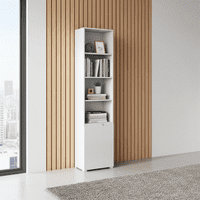 Cellini White High Gloss Bookcase with Gloss Door - Storage shelves S12