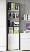 Cellini White High Gloss Bookcase with Gloss Door - Storage shelves S12