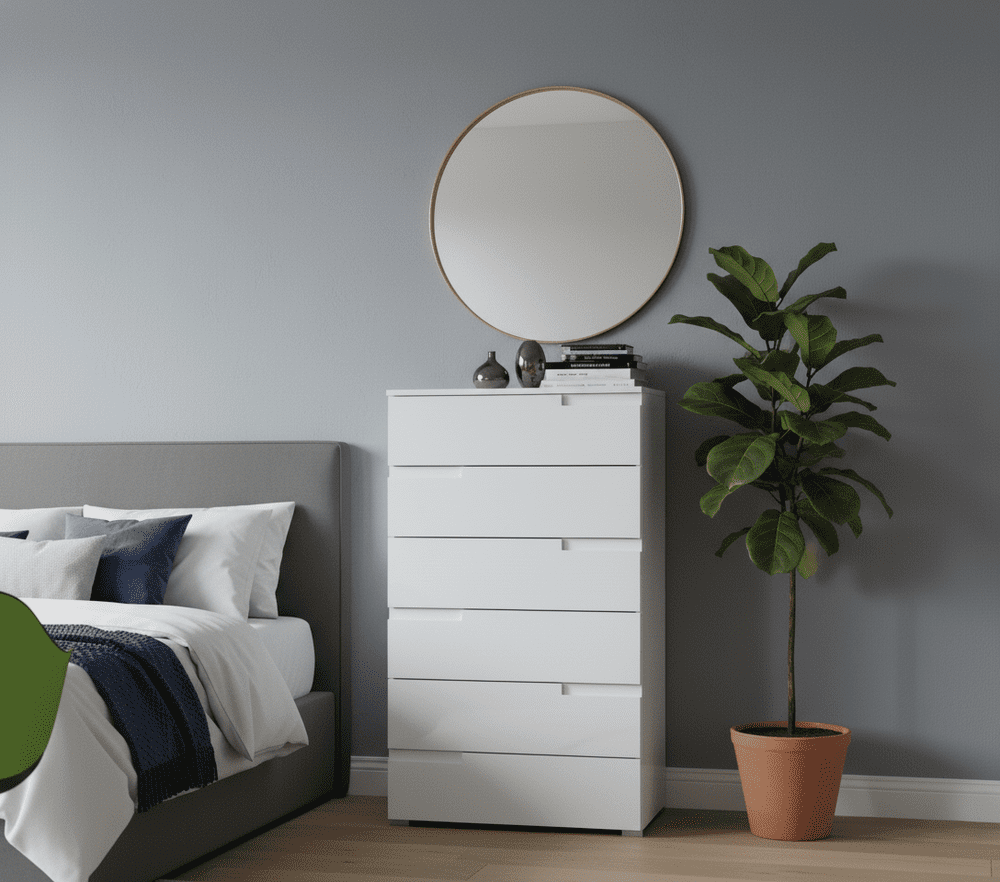 Cellini Tall White Chest Of Drawer Storage Chest S3 – Furniture Factor