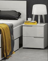 Cellini White Gloss 2 Drawer Bedside Table  S32