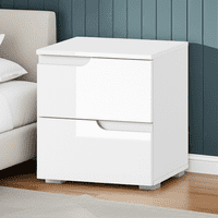 Cellini White Gloss 2 Drawer Bedside Table  S32