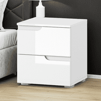 Cellini White Gloss 2 Drawer Bedside Table  S32