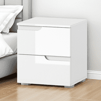 Cellini White Gloss 2 Drawer Bedside Table  S32