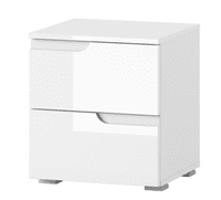Cellini White Gloss 2 Drawer Bedside Table  S32