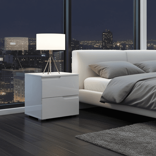 Cellini White Gloss 2 Drawer Bedside Table S32