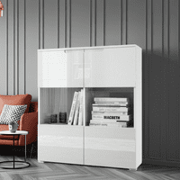 Cellini White Gloss 2 Glass Door Display Cabinet S27